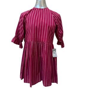 NWT Maisie Striped Fit & Flare Cotton Dress Women's Size XS Pink